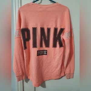 Victoria's Secret PINK Pinkish Orange Long Sleeve Shirt Crewneck Size XS